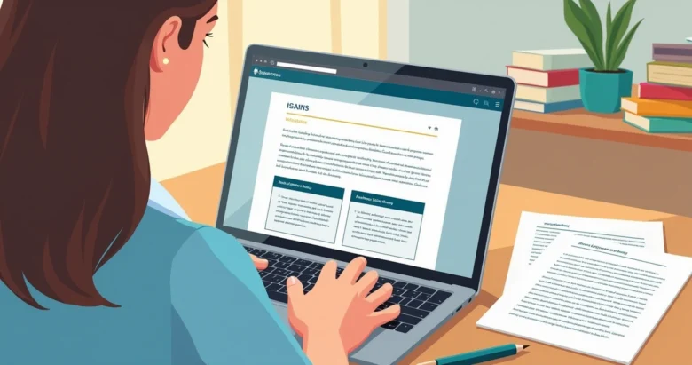 Professor usando computador com interface de correção automática de redações com gráficos e feedback digital