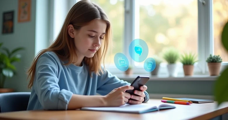 Pessoa segurando celular com tela mostrando aplicativo de inteligência artificial em uso